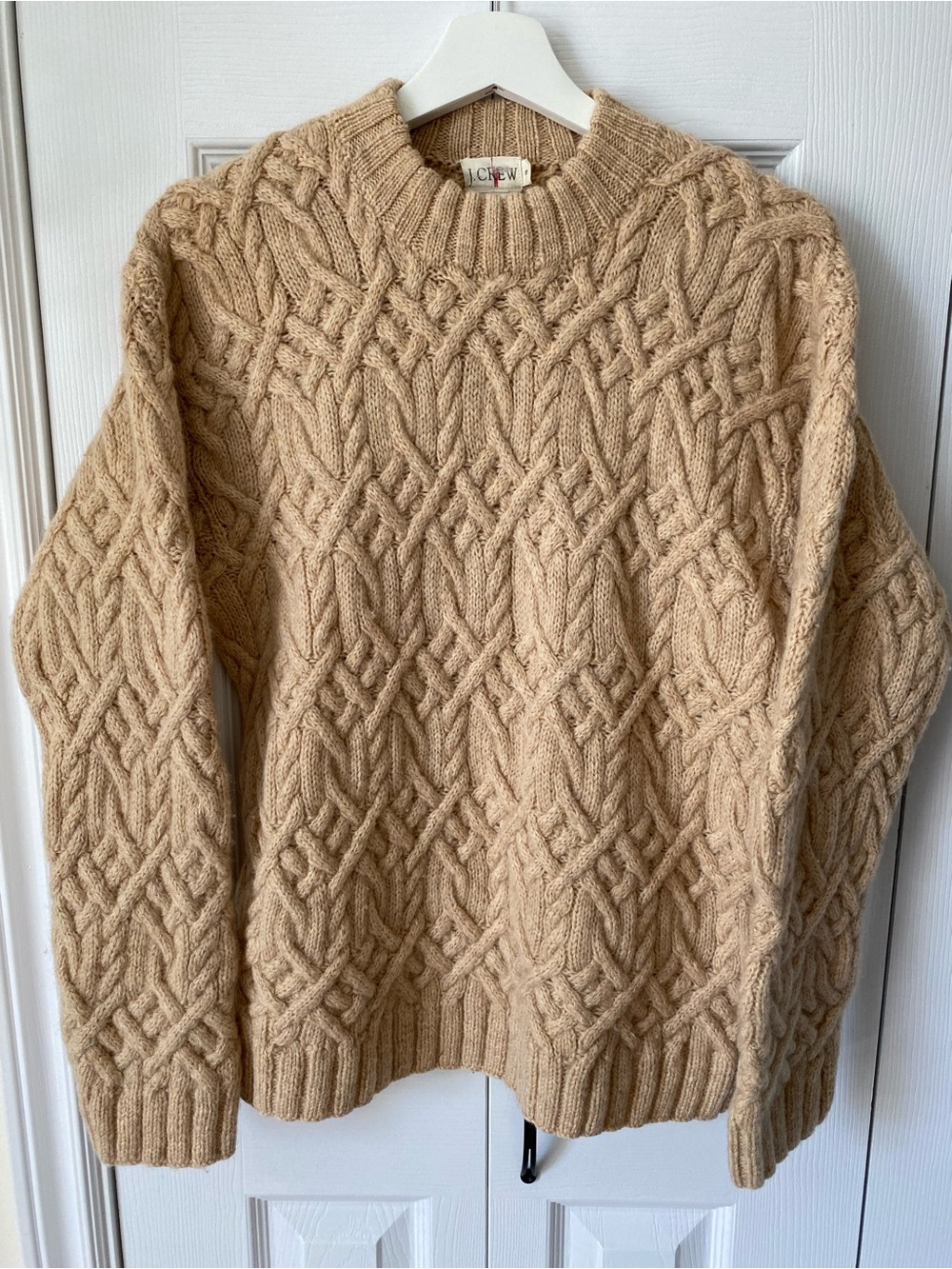 J. Crew Oarsman Vintage 80’s 90’s Cable Lattice Fisherman Sweater 100% wool S